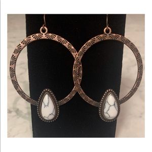 Coppertone Hoop Earrings with White Stones